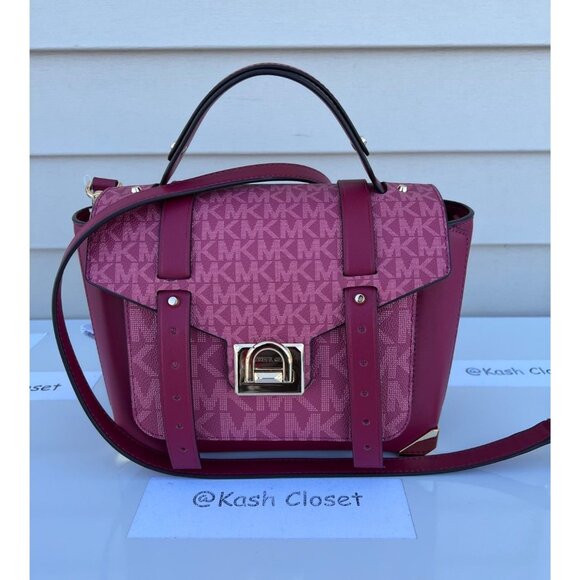 Michael Kors satchel manhattan medium leather berry - Picture 1 of 11